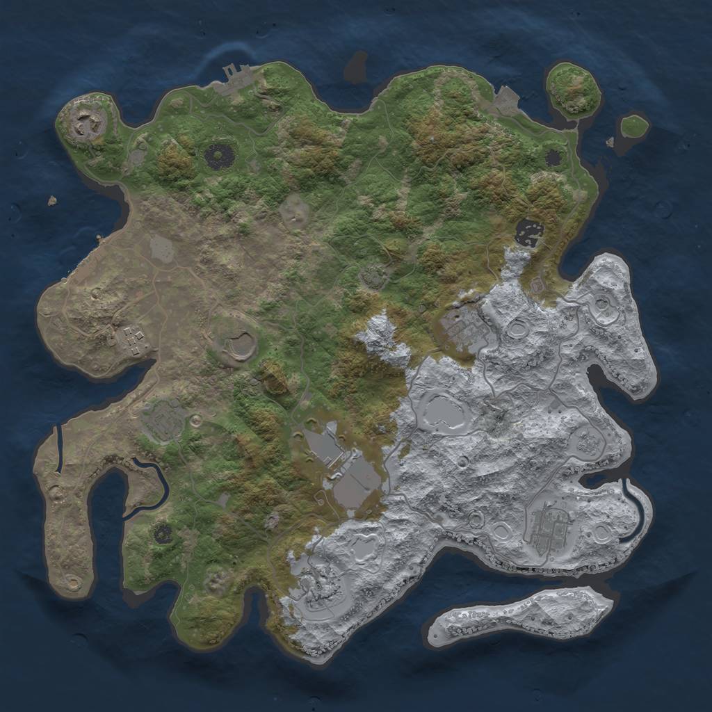 Rust Map: Procedural Map, Size: 3750, Seed: 1321645528, 17 Monuments