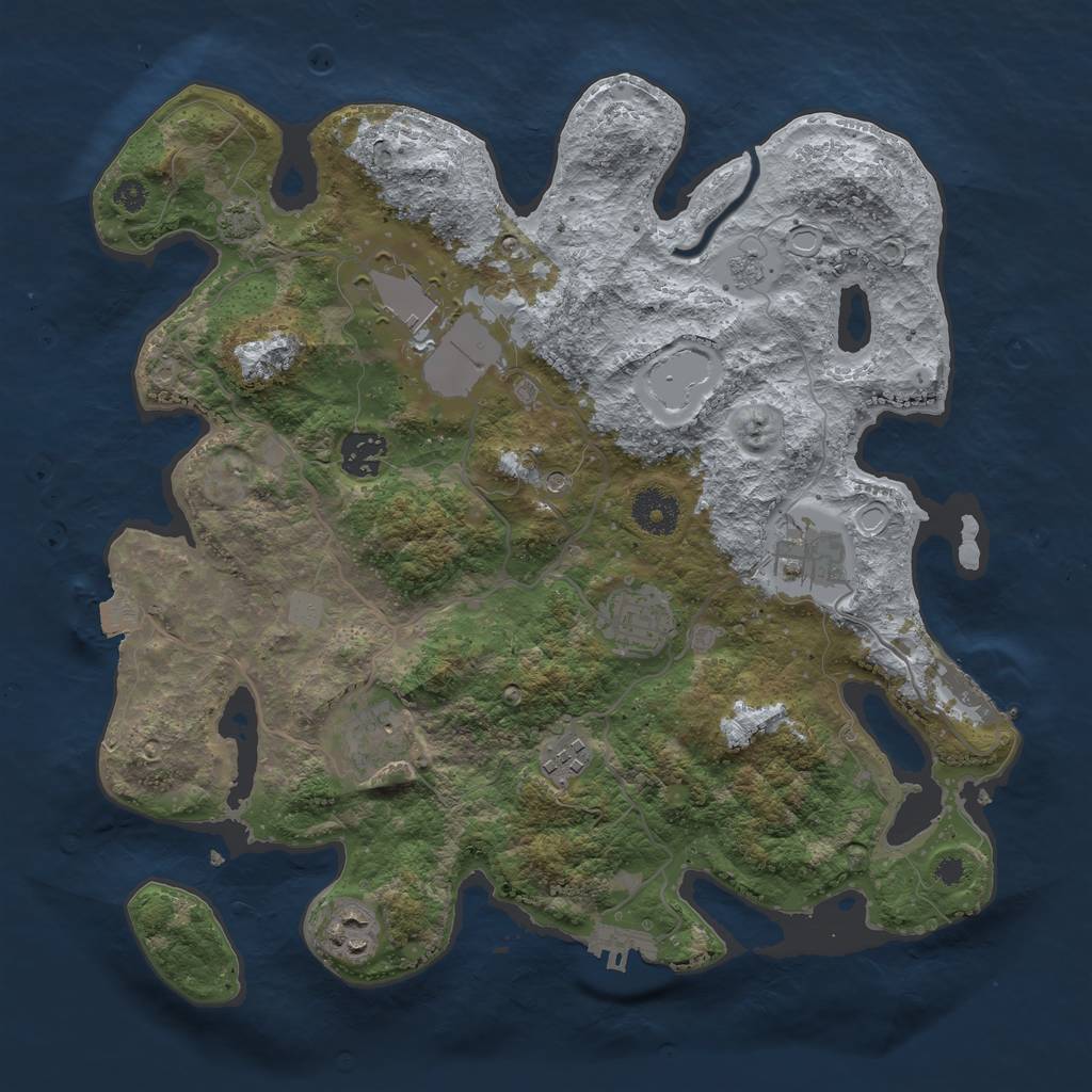 Rust Map: Procedural Map, Size: 3500, Seed: 267395618, 15 Monuments