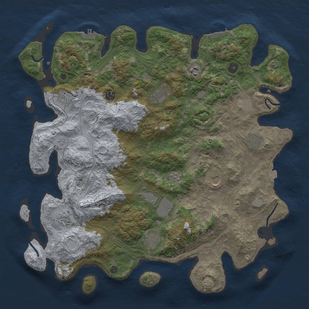 Rust Map: Procedural Map, Size: 4500, Seed: 1524914867, 19 Monuments