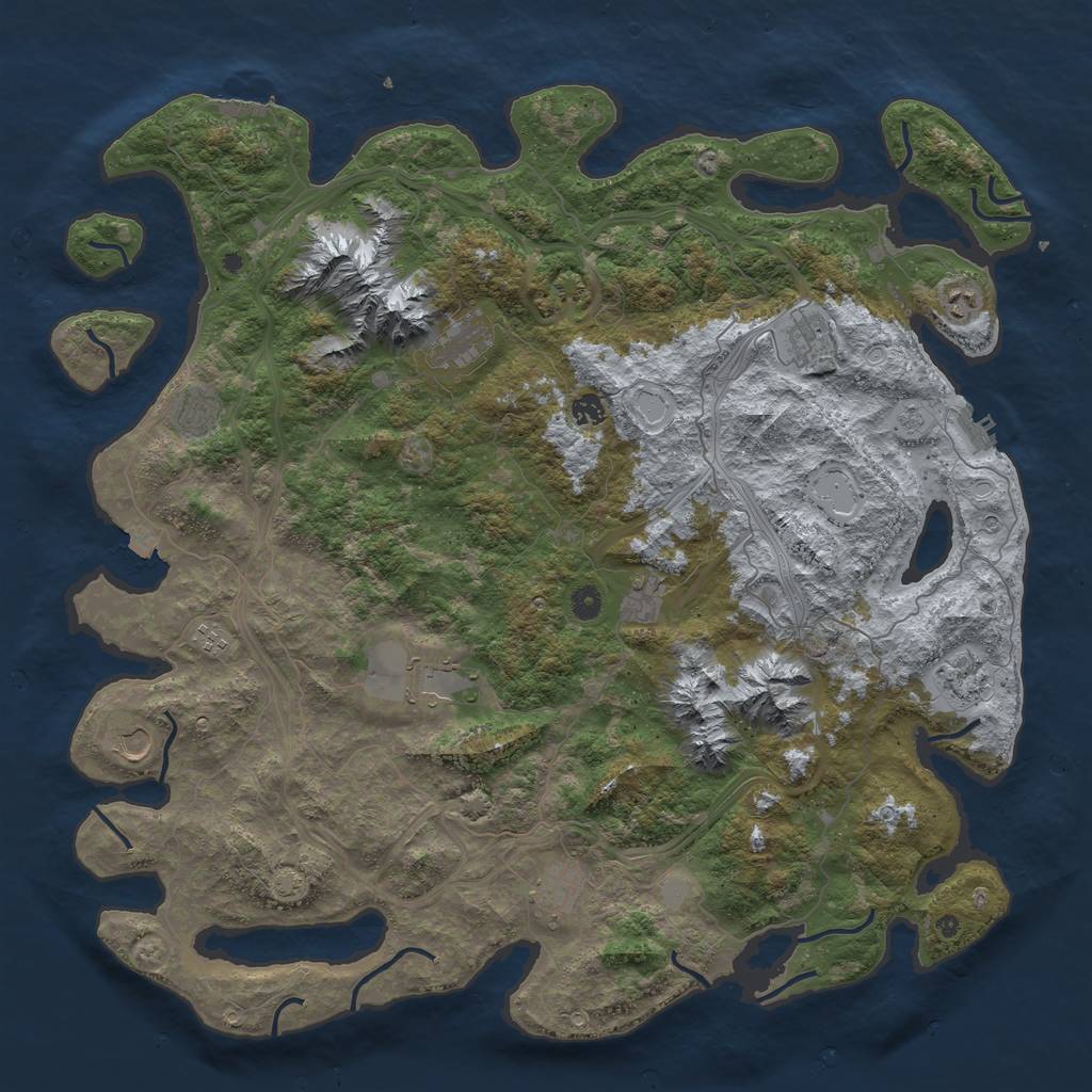 Rust Map: Procedural Map, Size: 5000, Seed: 715493896, 19 Monuments