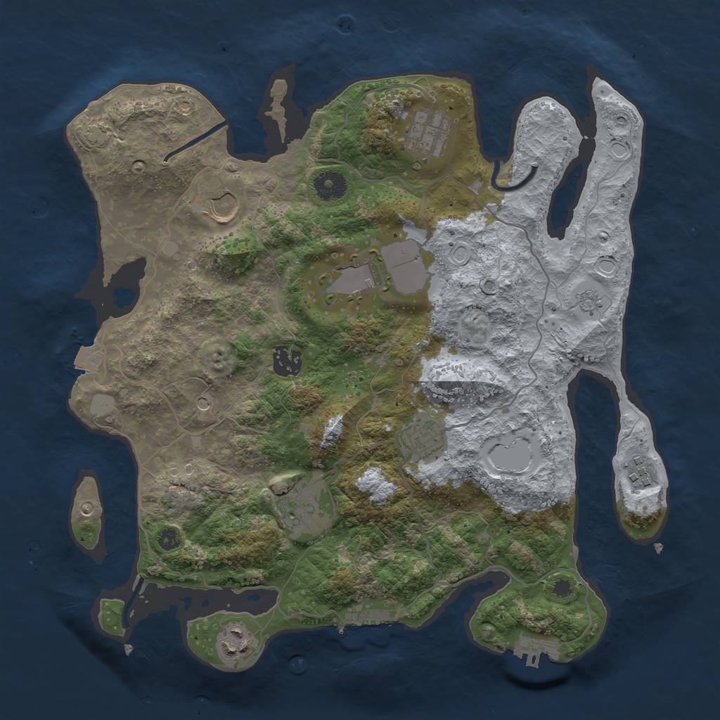 Rust Map: Procedural Map, Size: 3500, Seed: 425338524, 16 Monuments