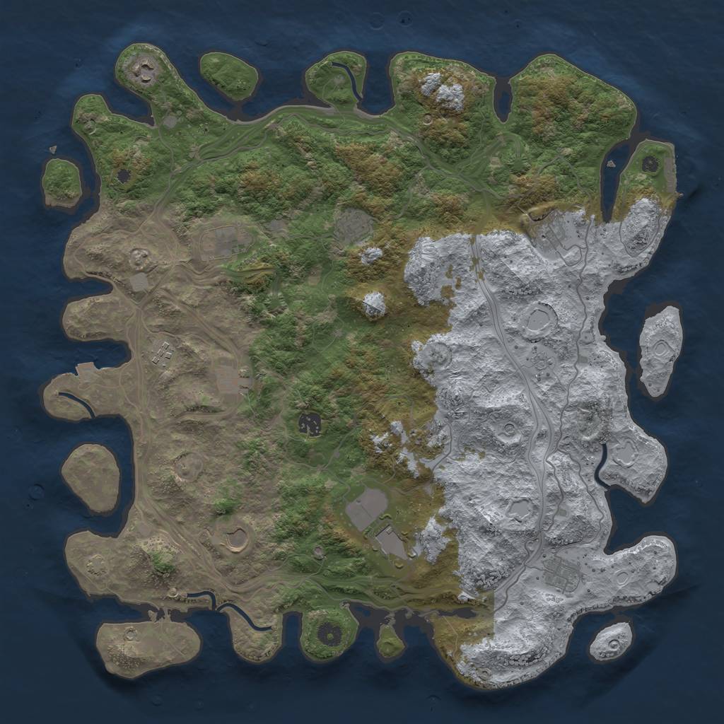 Rust Map: Procedural Map, Size: 4500, Seed: 735206535, 18 Monuments