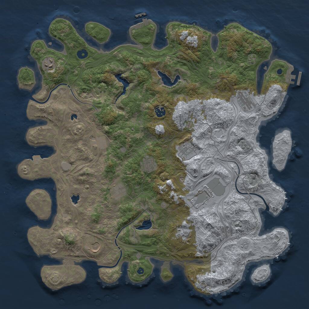 Rust Map: Procedural Map, Size: 4500, Seed: 735206535, 17 Monuments