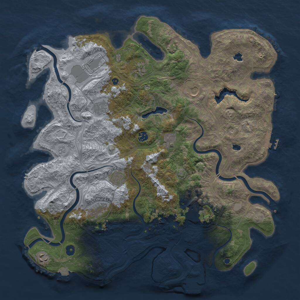 Rust Map: Procedural Map, Size: 4500, Seed: 1263285198, 17 Monuments
