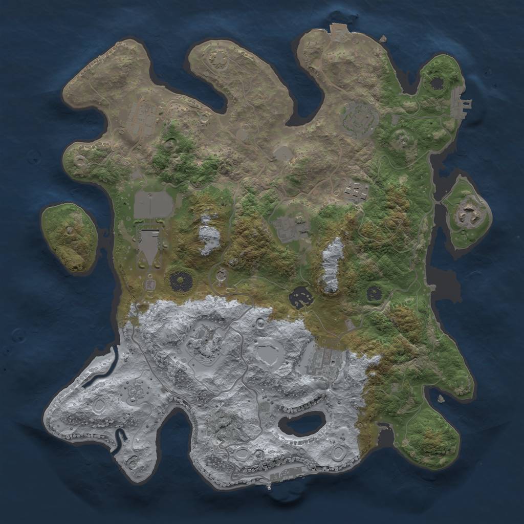 Rust Map: Procedural Map, Size: 3500, Seed: 825021833, 17 Monuments