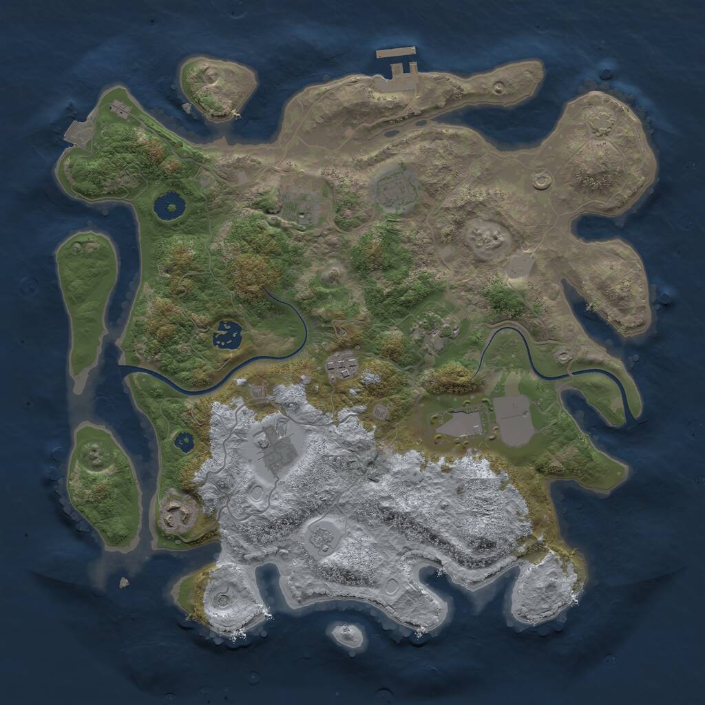 Rust Map: Procedural Map, Size: 3600, Seed: 1774922850, 13 Monuments