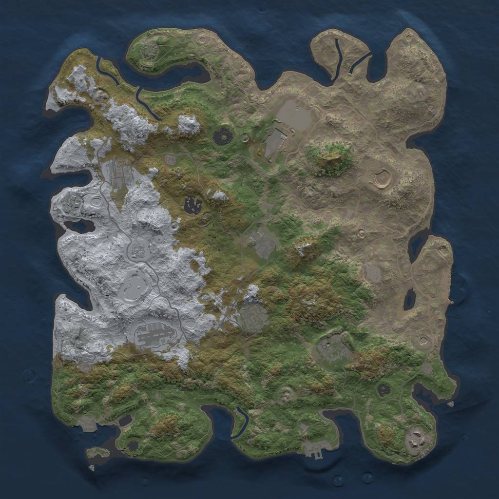 Rust Map: Procedural Map, Size: 4000, Seed: 87201221, 18 Monuments