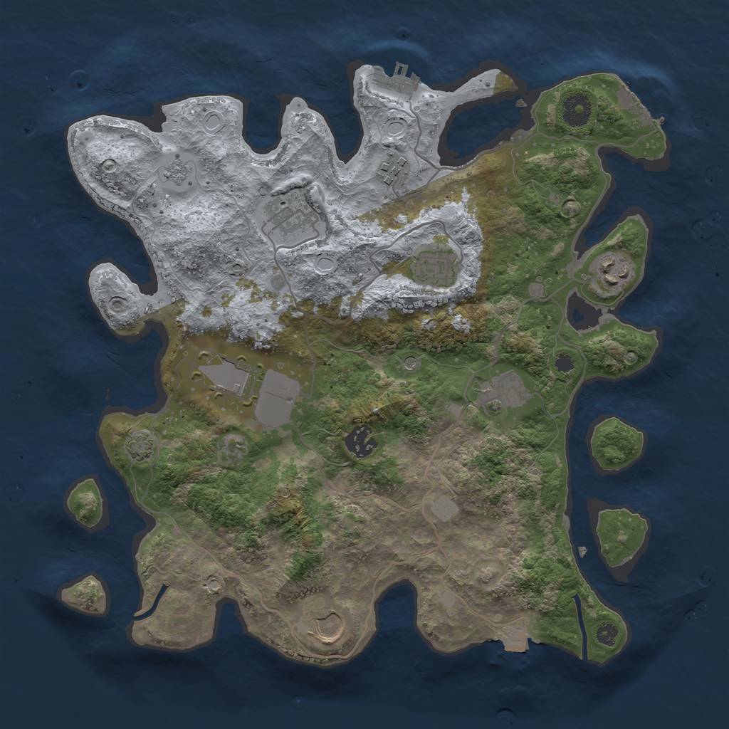 Rust Map: Procedural Map, Size: 3500, Seed: 47383835, 16 Monuments