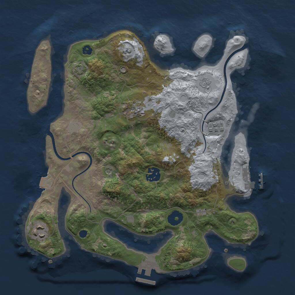 Rust Map: Procedural Map, Size: 3000, Seed: 29111, 10 Monuments