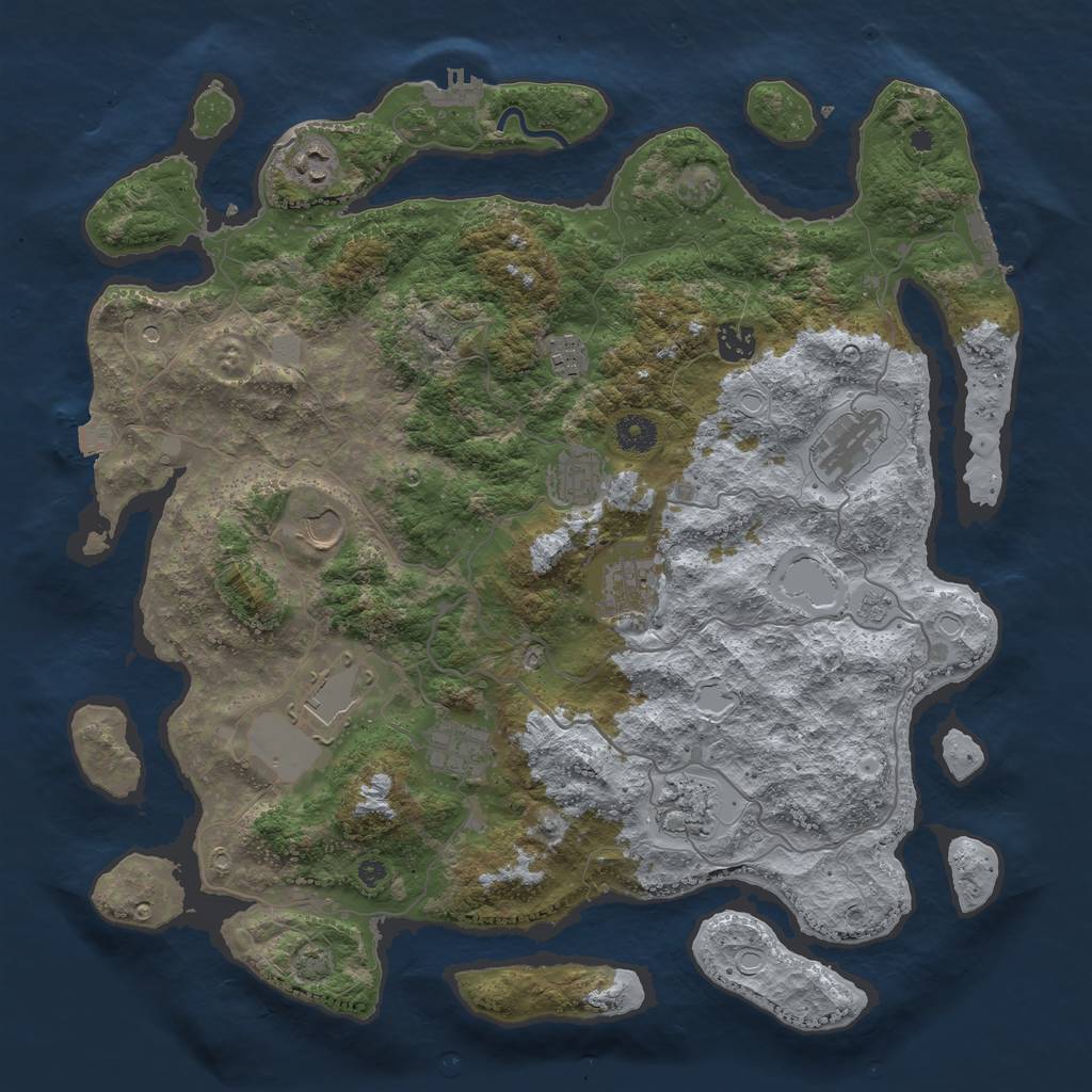 Rust Map: Procedural Map, Size: 4050, Seed: 168389258, 18 Monuments