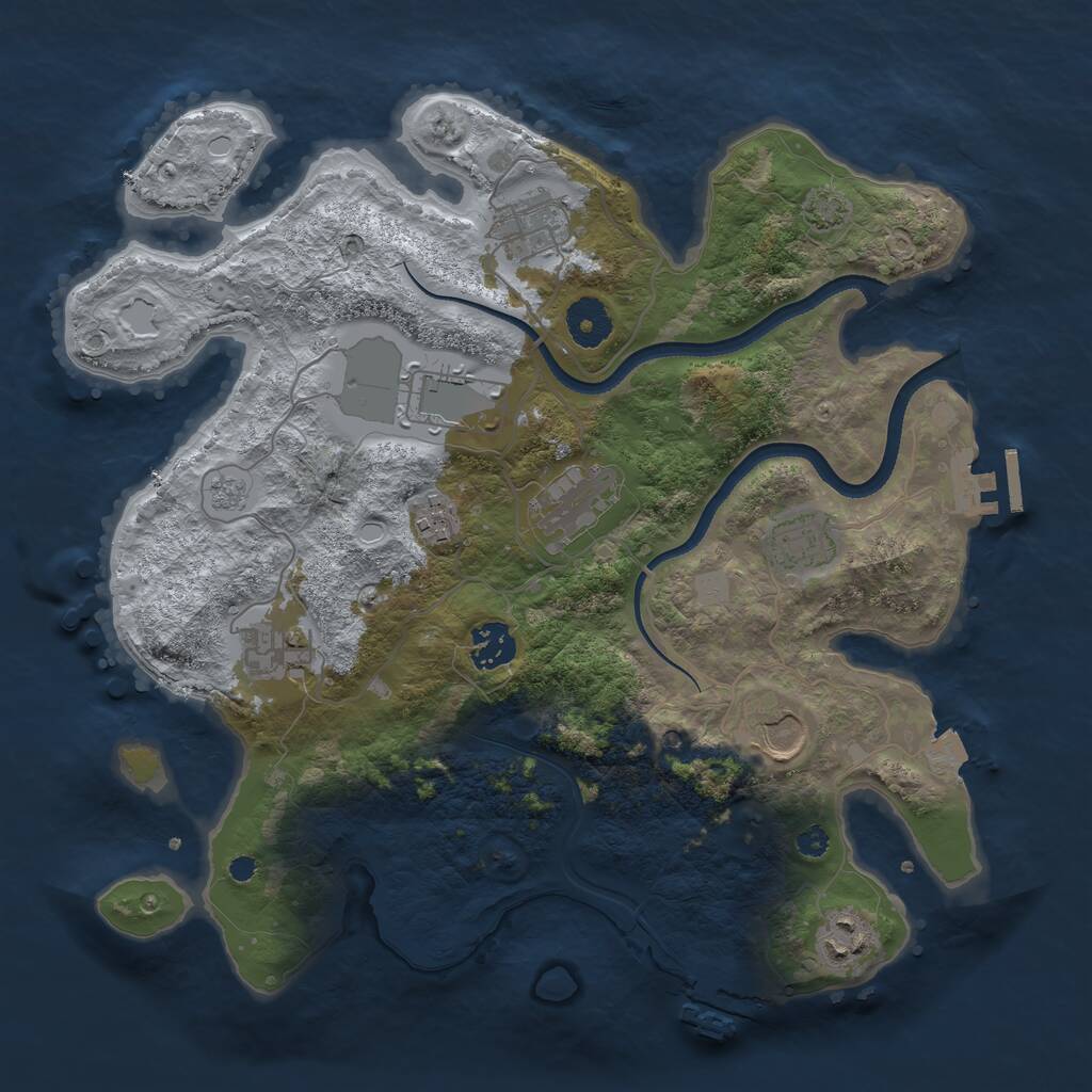 Rust Map: Procedural Map, Size: 3500, Seed: 1333168779, 15 Monuments