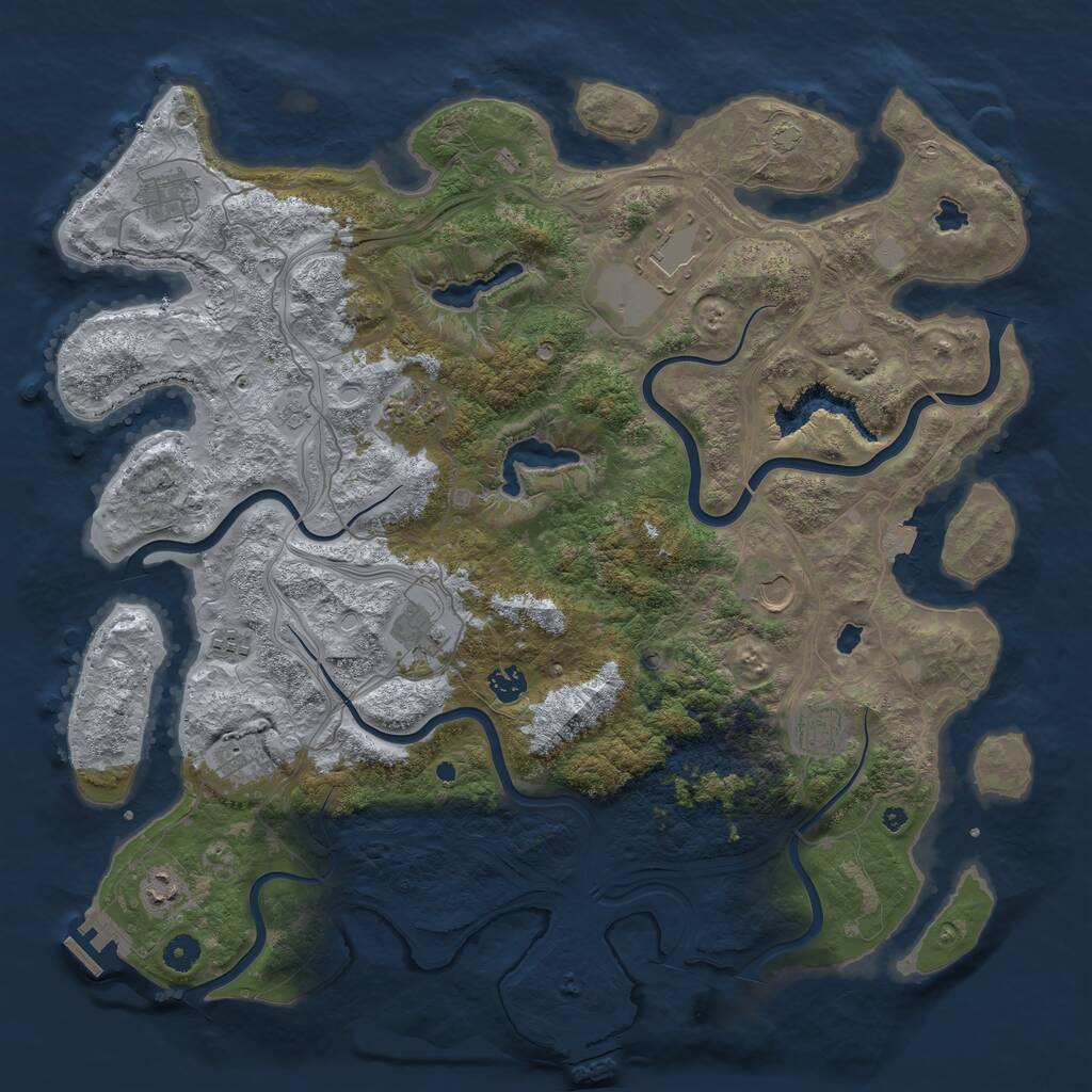 Rust Map: Procedural Map, Size: 4500, Seed: 1493309731, 16 Monuments