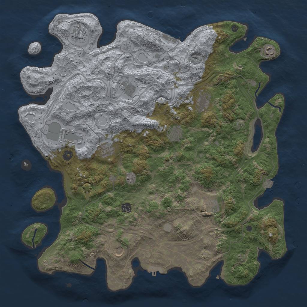 Rust Map: Procedural Map, Size: 4500, Seed: 215667001, 19 Monuments