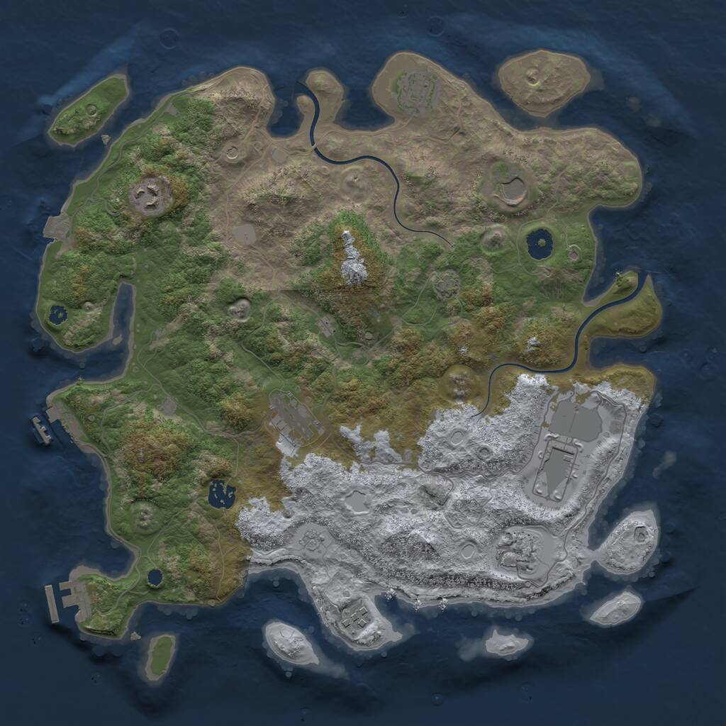 Rust Map: Procedural Map, Size: 3850, Seed: 648566, 14 Monuments