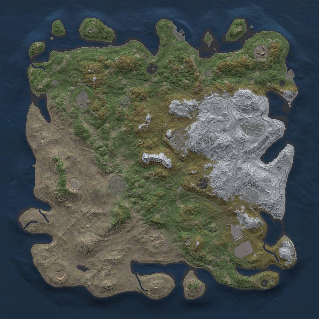 Rust Map: Procedural Map, Size: 4500, Seed: 912309352, 19 Monuments