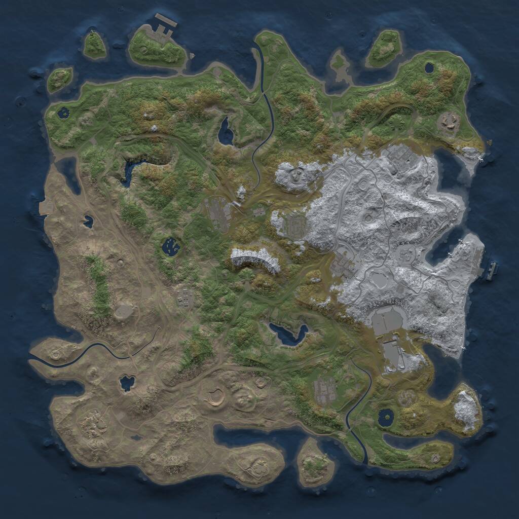 Rust Map: Procedural Map, Size: 4500, Seed: 912309352, 17 Monuments