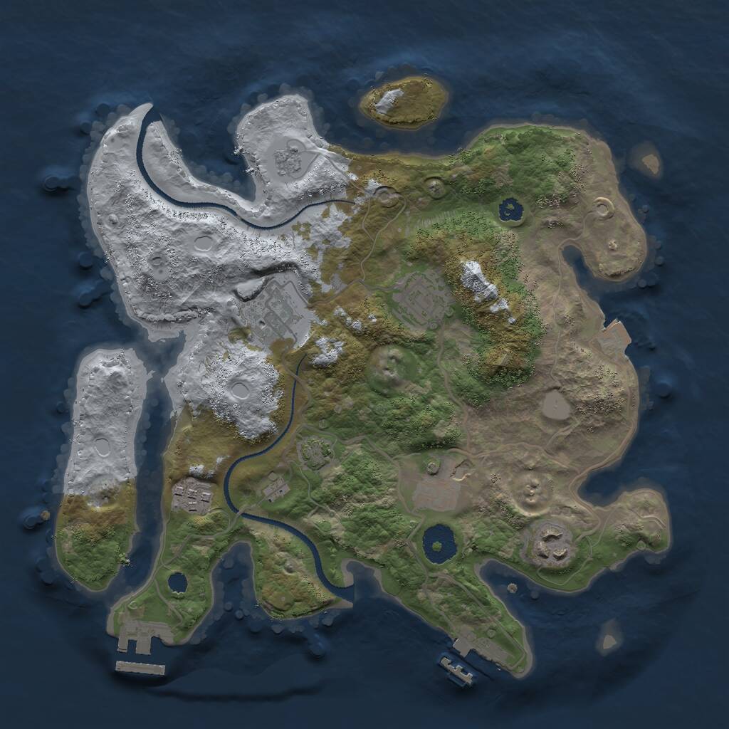 Rust Map: Procedural Map, Size: 3000, Seed: 486398973, 10 Monuments