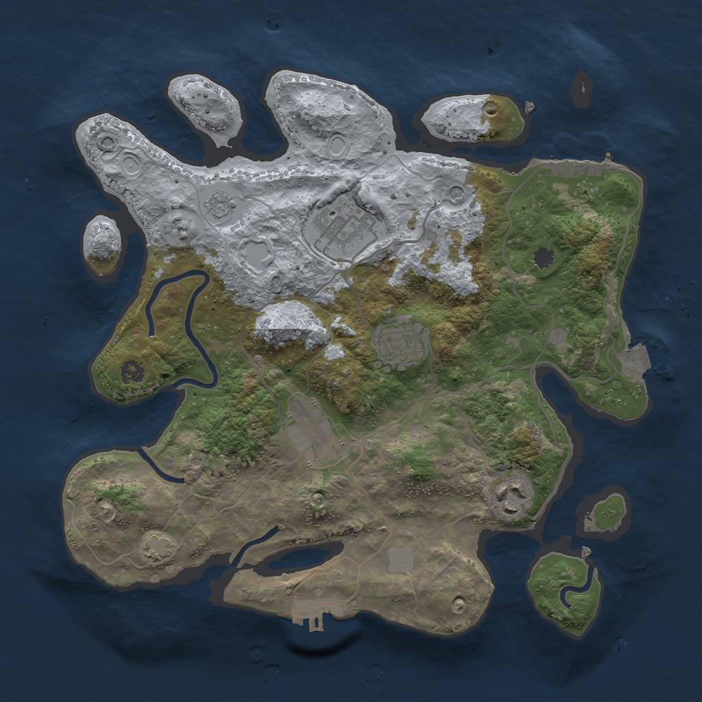 Rust Map: Procedural Map, Size: 3000, Seed: 1481406202, 12 Monuments