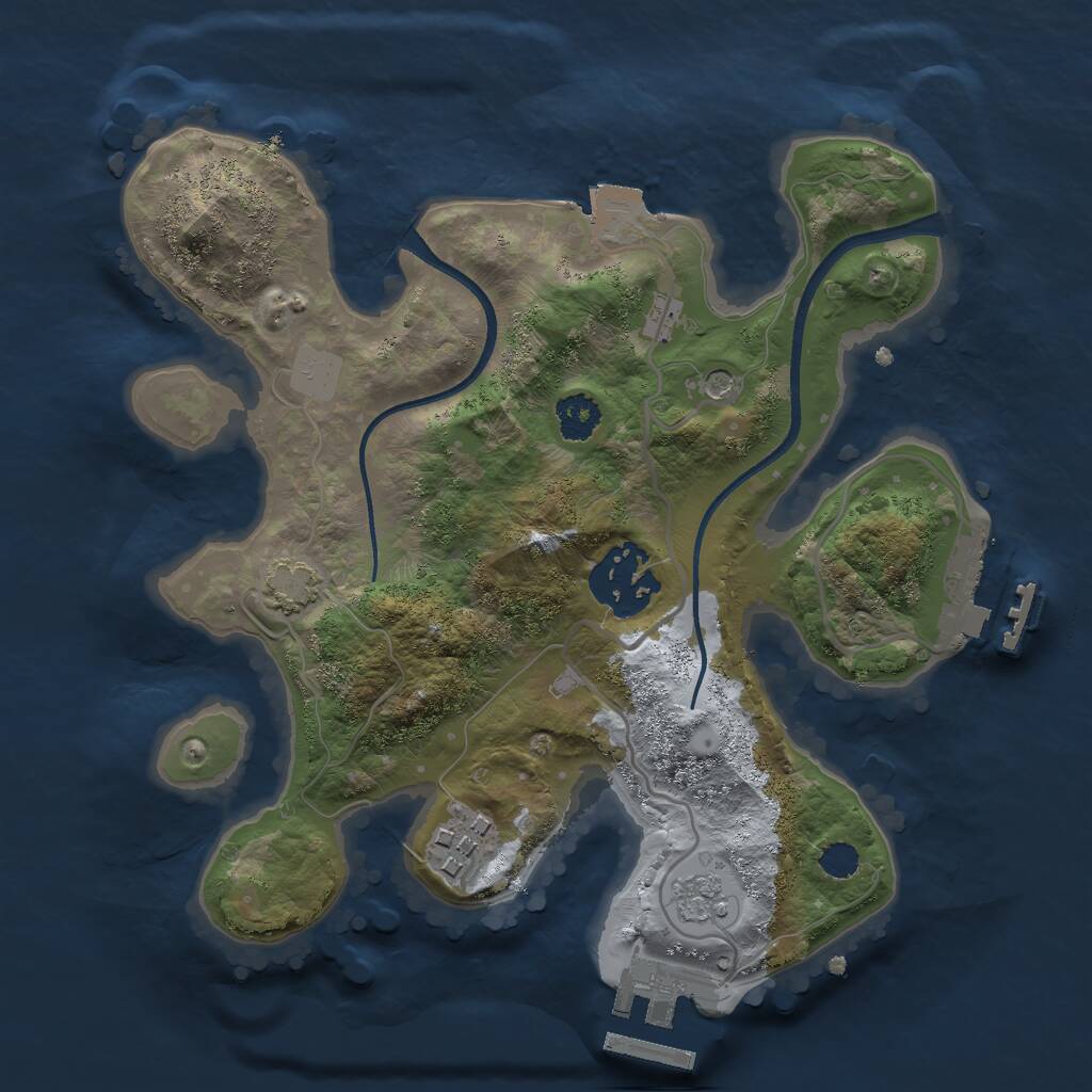 Rust Map: Procedural Map, Size: 2400, Seed: 666, 8 Monuments