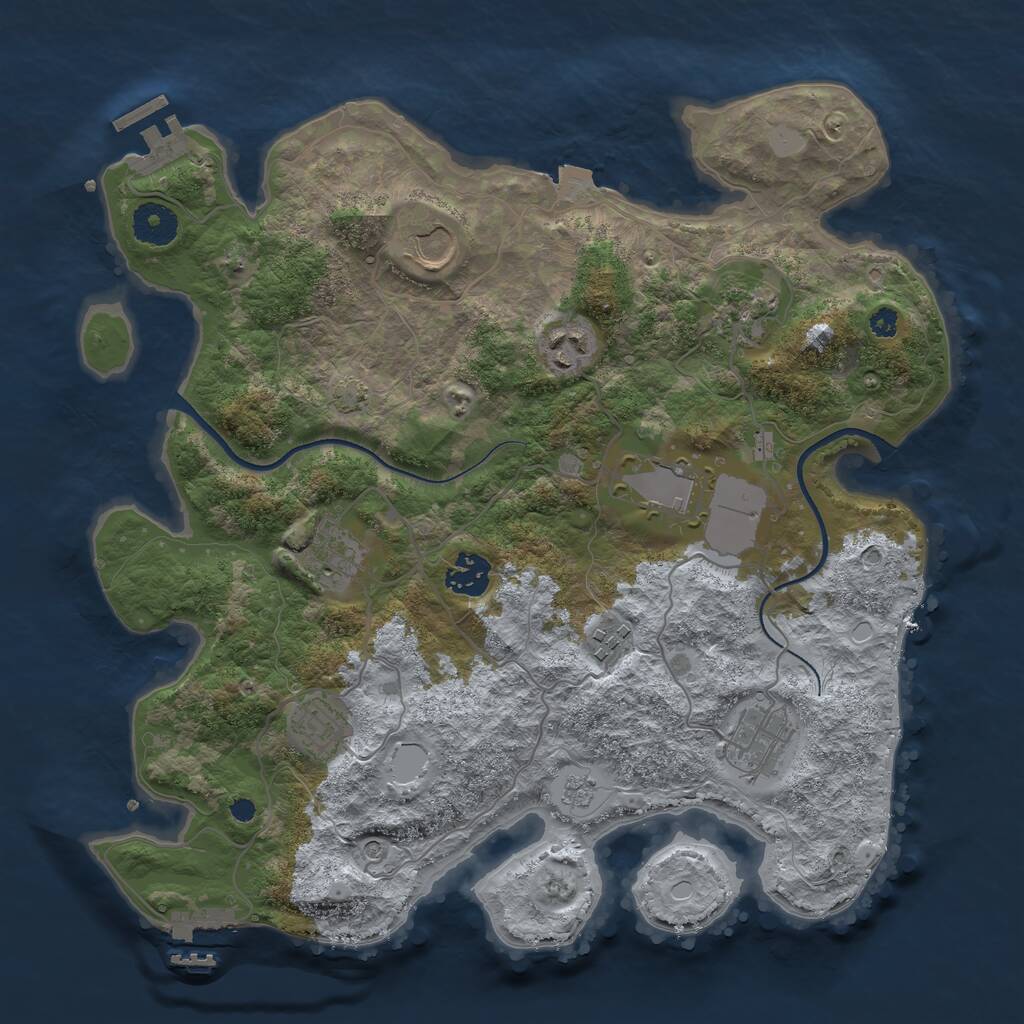 Rust Map: Procedural Map, Size: 3500, Seed: 9669, 15 Monuments