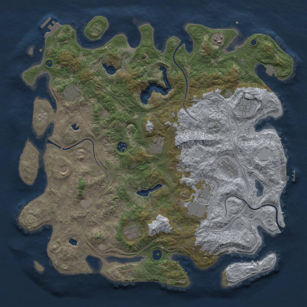 Rust Map: Procedural Map, Size: 4500, Seed: 36313611, 16 Monuments