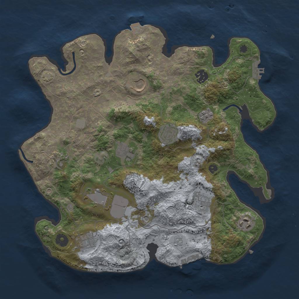 Rust Map: Procedural Map, Size: 3500, Seed: 501935221, 18 Monuments