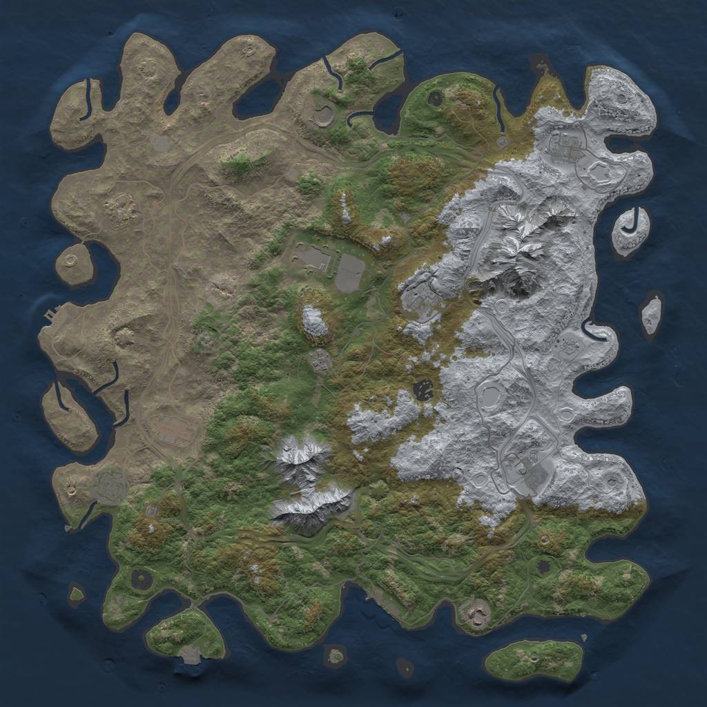 Rust Map: Procedural Map, Size: 5000, Seed: 670187646, 19 Monuments