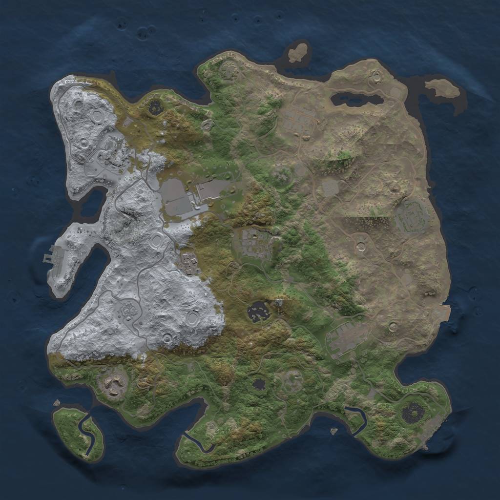 Rust Map: Procedural Map, Size: 3500, Seed: 702317885, 17 Monuments