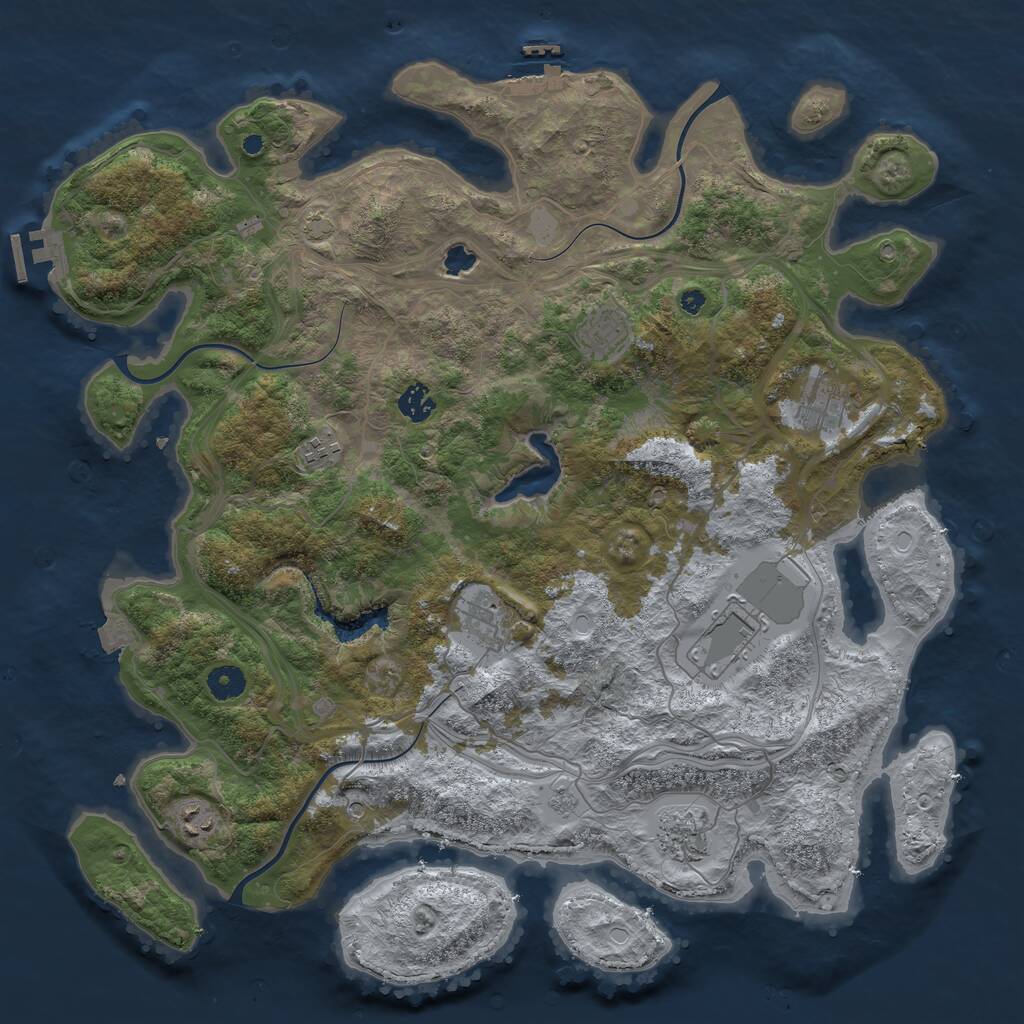 Rust Map: Procedural Map, Size: 4250, Seed: 1229999610, 14 Monuments