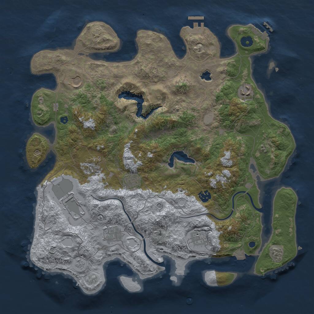 Rust Map: Procedural Map, Size: 4000, Seed: 1366663757, 14 Monuments