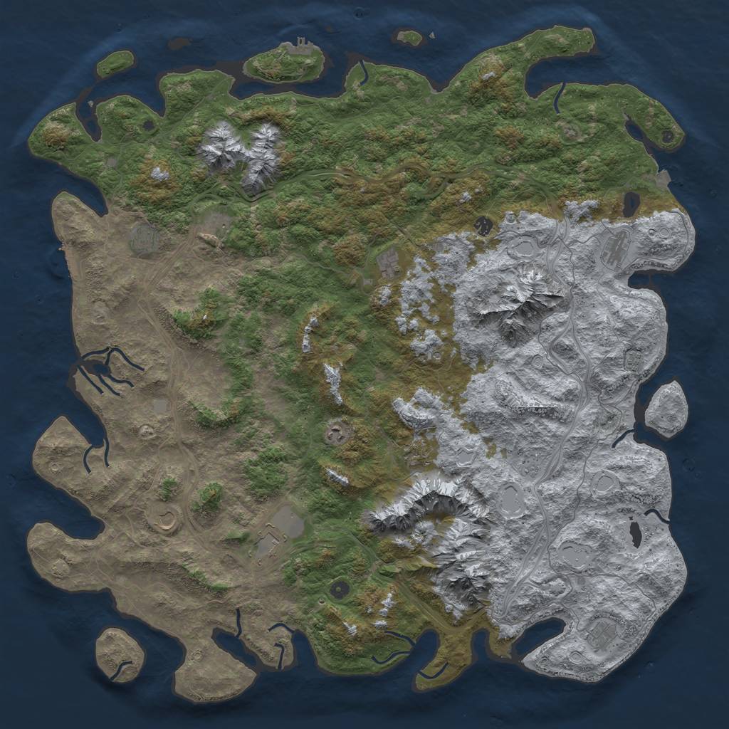 Rust Map: Procedural Map, Size: 6000, Seed: 1370323029, 19 Monuments