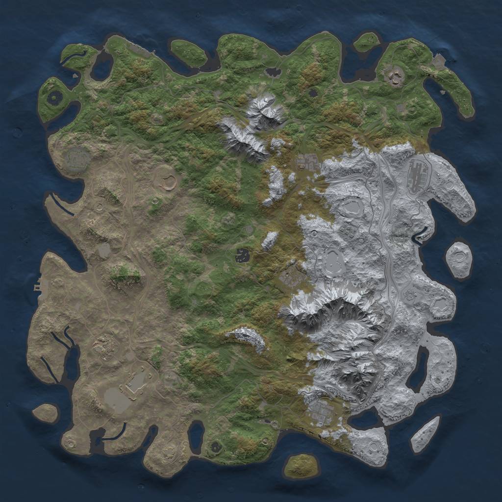 Rust Map: Procedural Map, Size: 5000, Seed: 288687483, 19 Monuments