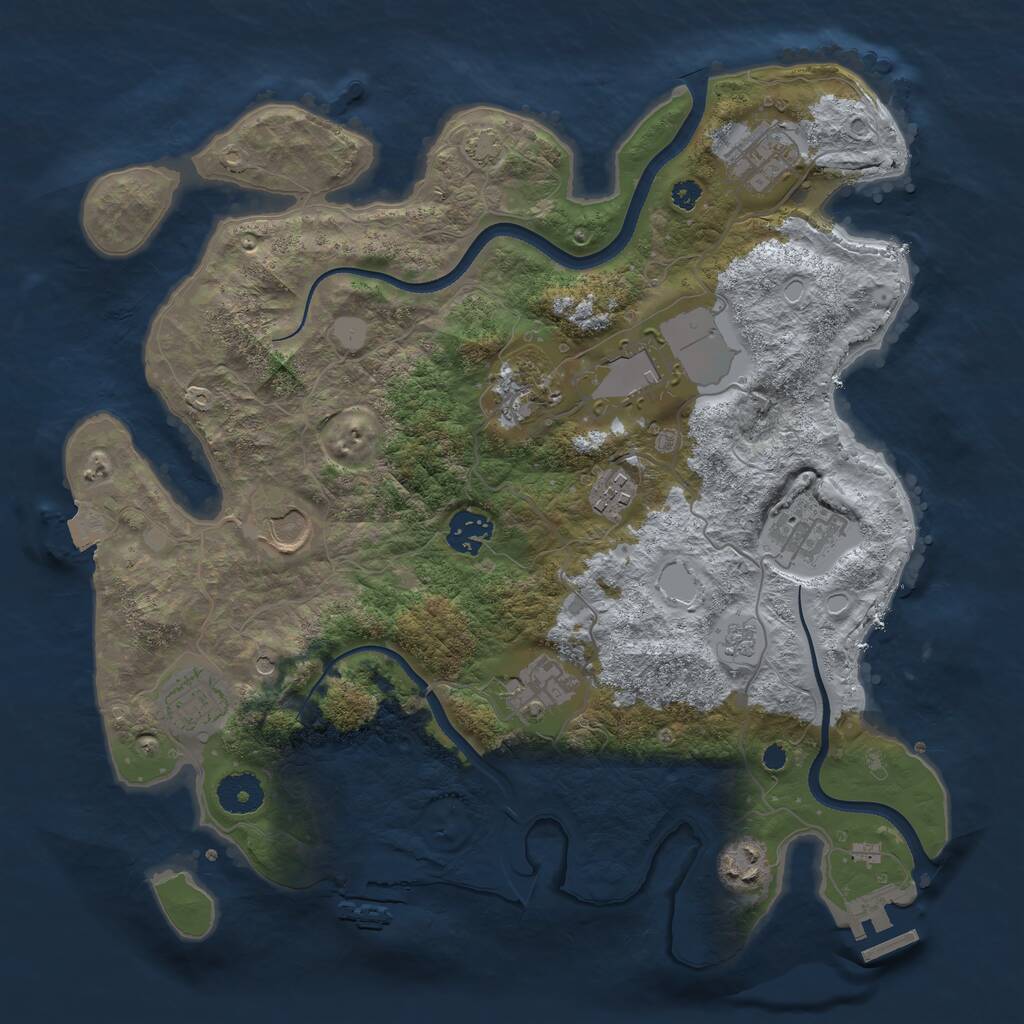 Rust Map: Procedural Map, Size: 3500, Seed: 973892234, 16 Monuments