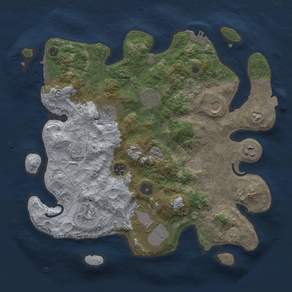 Rust Map: Procedural Map, Size: 3500, Seed: 214269107, 15 Monuments