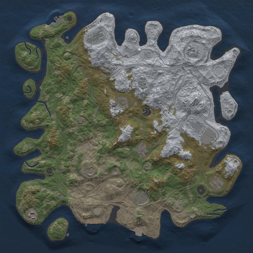 Rust Map: Procedural Map, Size: 4300, Seed: 4012024, 19 Monuments