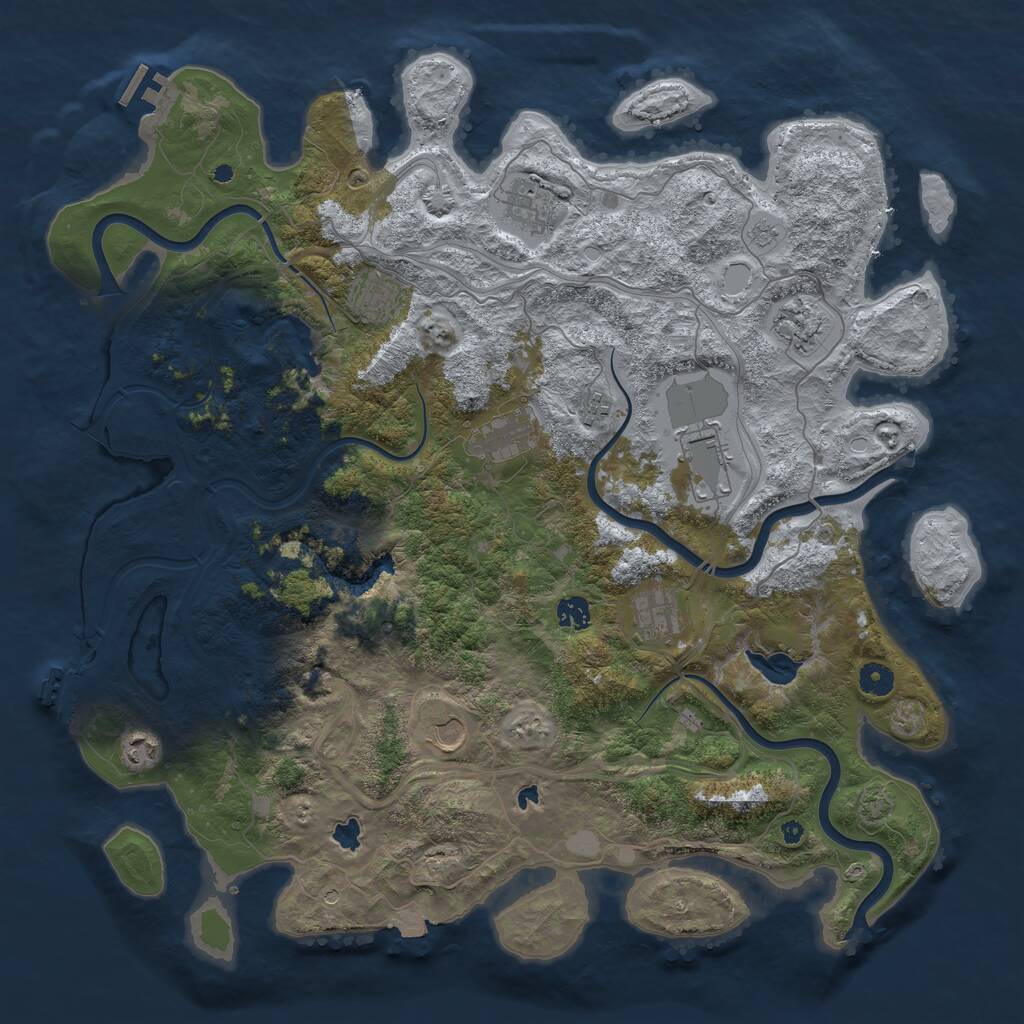 Rust Map: Procedural Map, Size: 4500, Seed: 2133168180, 16 Monuments