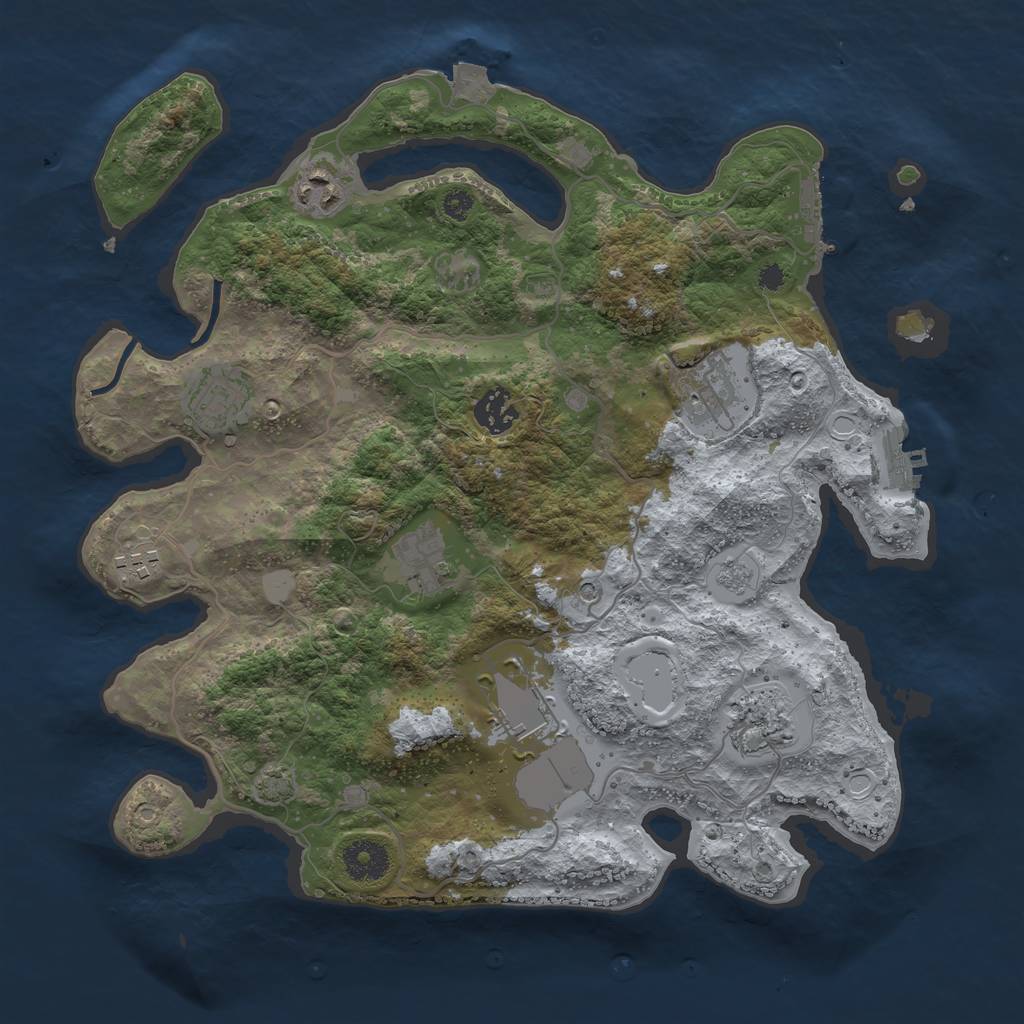 Rust Map: Procedural Map, Size: 3500, Seed: 1480767555, 16 Monuments