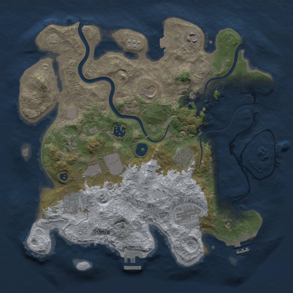 Rust Map: Procedural Map, Size: 3500, Seed: 730298001, 15 Monuments
