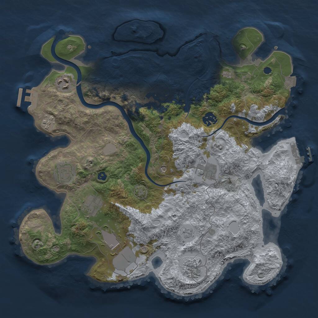 Rust Map: Procedural Map, Size: 3500, Seed: 1966730237, 15 Monuments