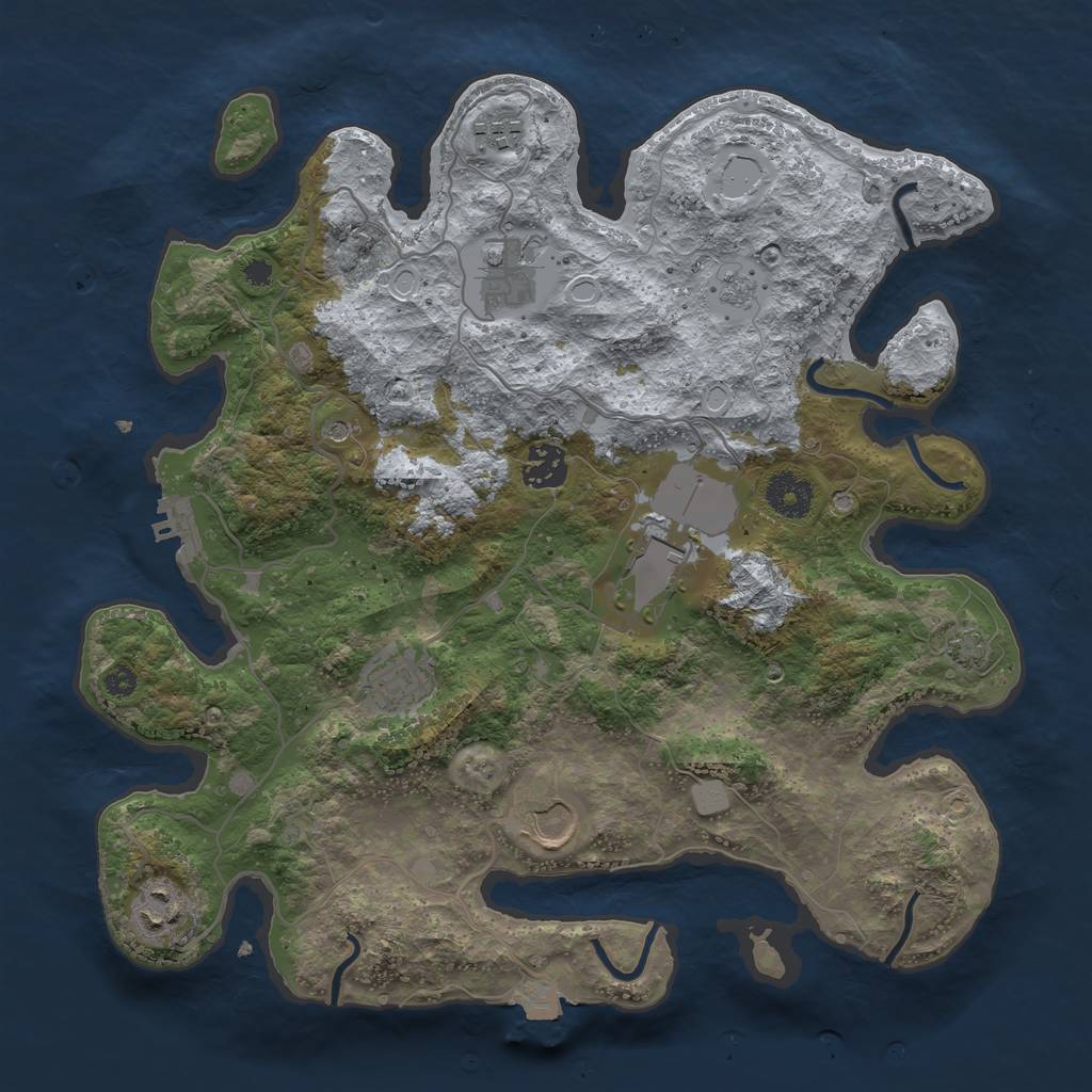 Rust Map: Procedural Map, Size: 3500, Seed: 1040910122, 14 Monuments