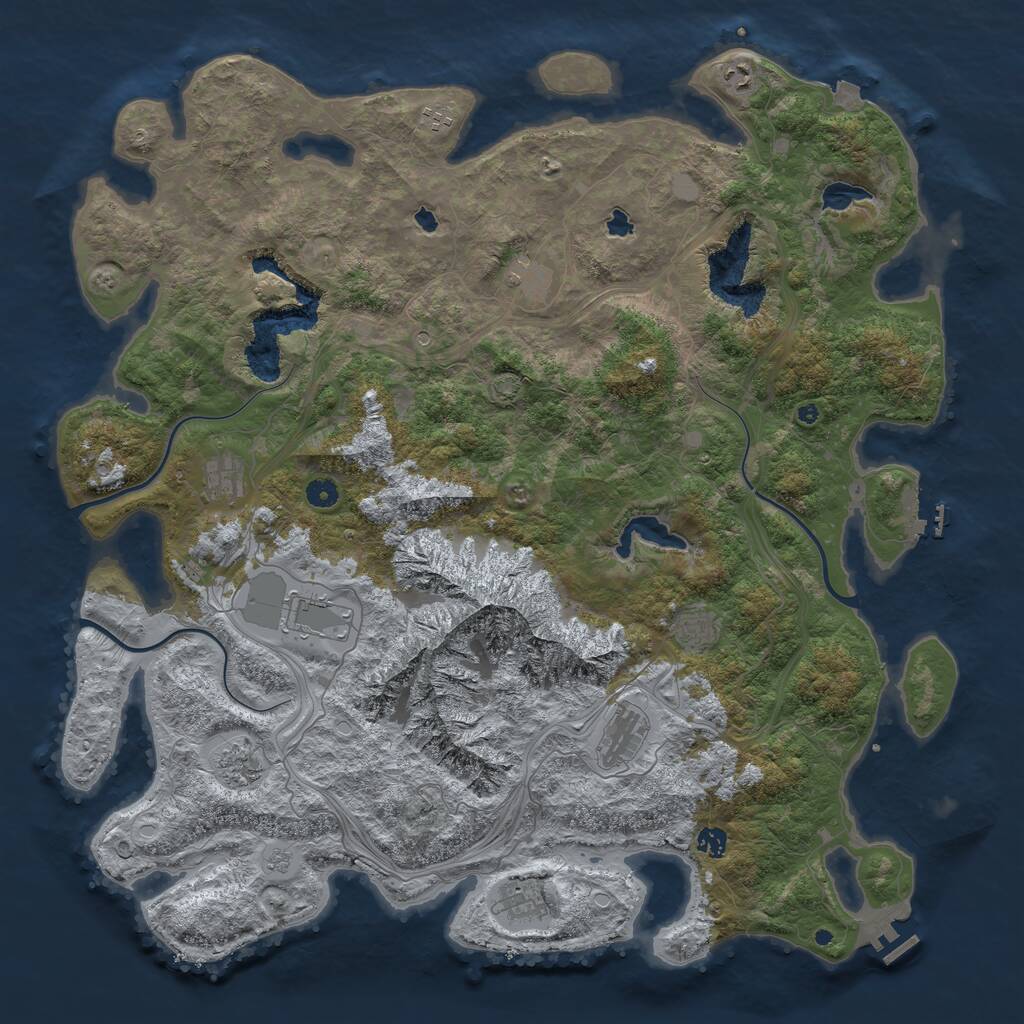 Rust Map: Procedural Map, Size: 5000, Seed: 40124, 16 Monuments