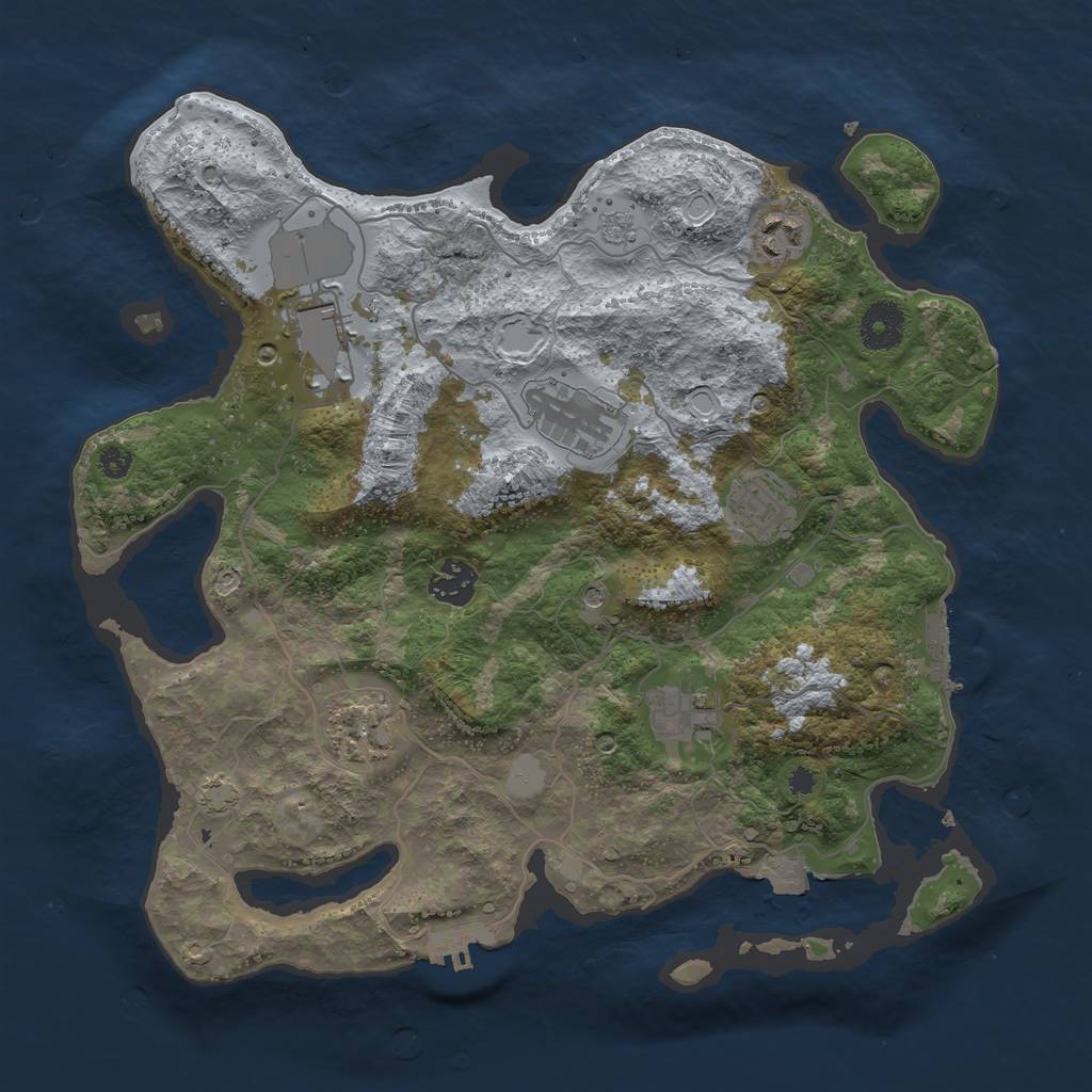 Rust Map: Procedural Map, Size: 3500, Seed: 1032224917, 15 Monuments