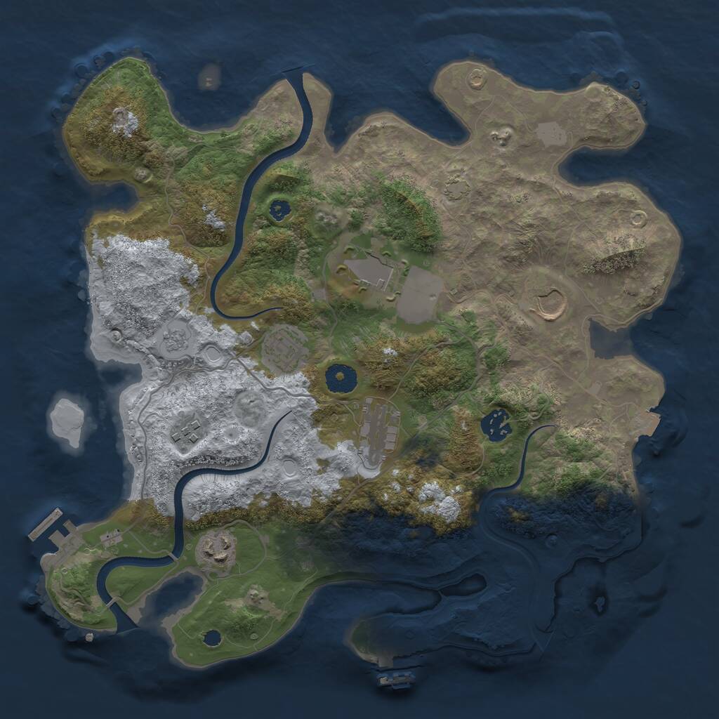 Rust Map: Procedural Map, Size: 3500, Seed: 1386895550, 12 Monuments