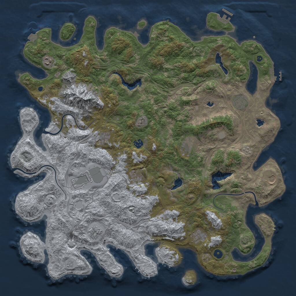 Rust Map: Procedural Map, Size: 5000, Seed: 910519, 17 Monuments