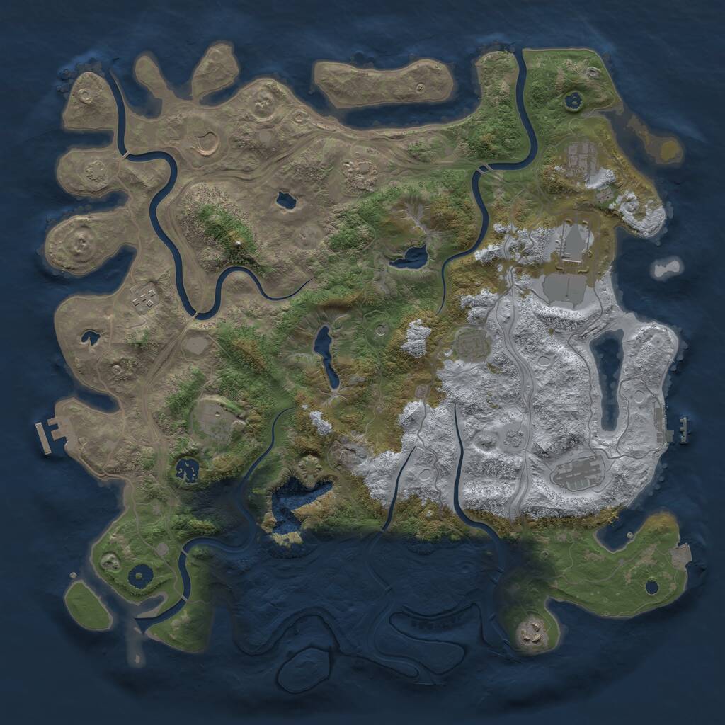 Rust Map: Procedural Map, Size: 4500, Seed: 74308588, 16 Monuments