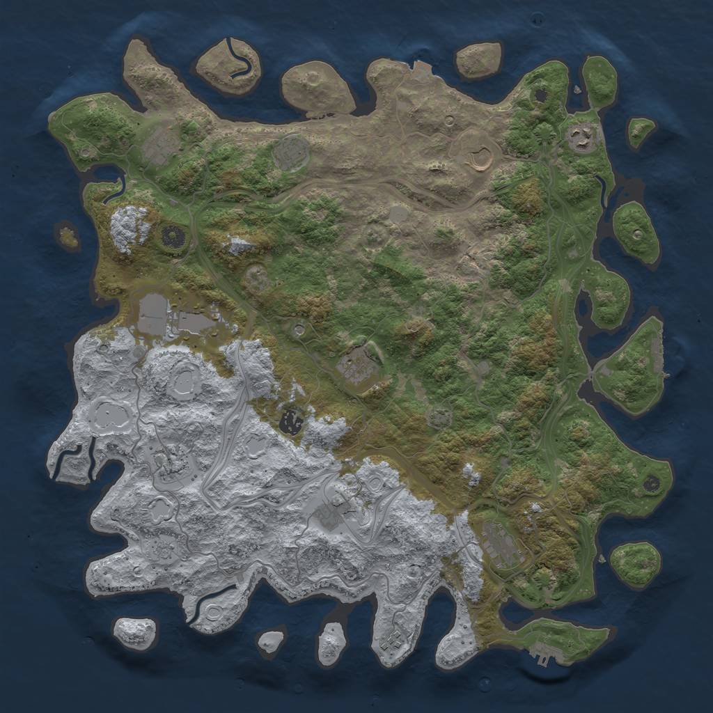 Rust Map: Procedural Map, Size: 4500, Seed: 1858958447, 19 Monuments