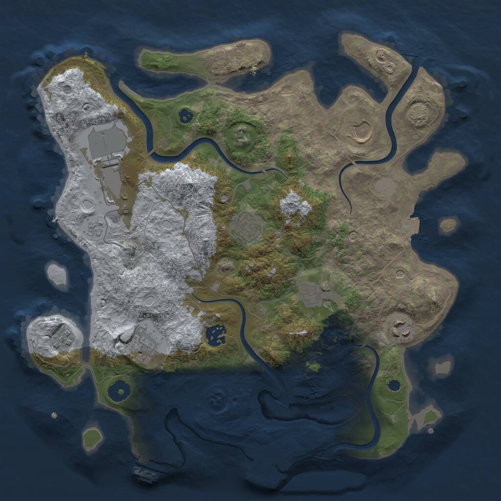 Rust Map: Procedural Map, Size: 3500, Seed: 1052137547, 14 Monuments