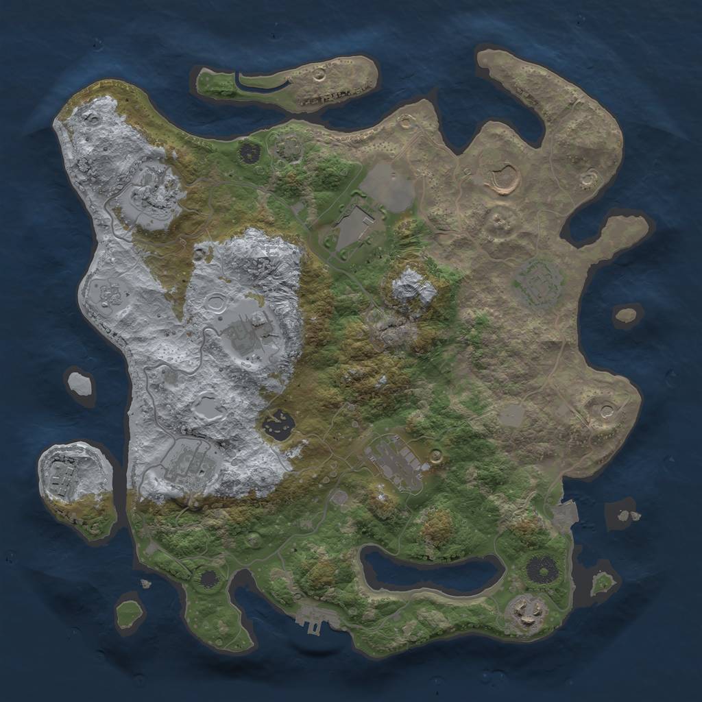 Rust Map: Procedural Map, Size: 3500, Seed: 1052137547, 17 Monuments