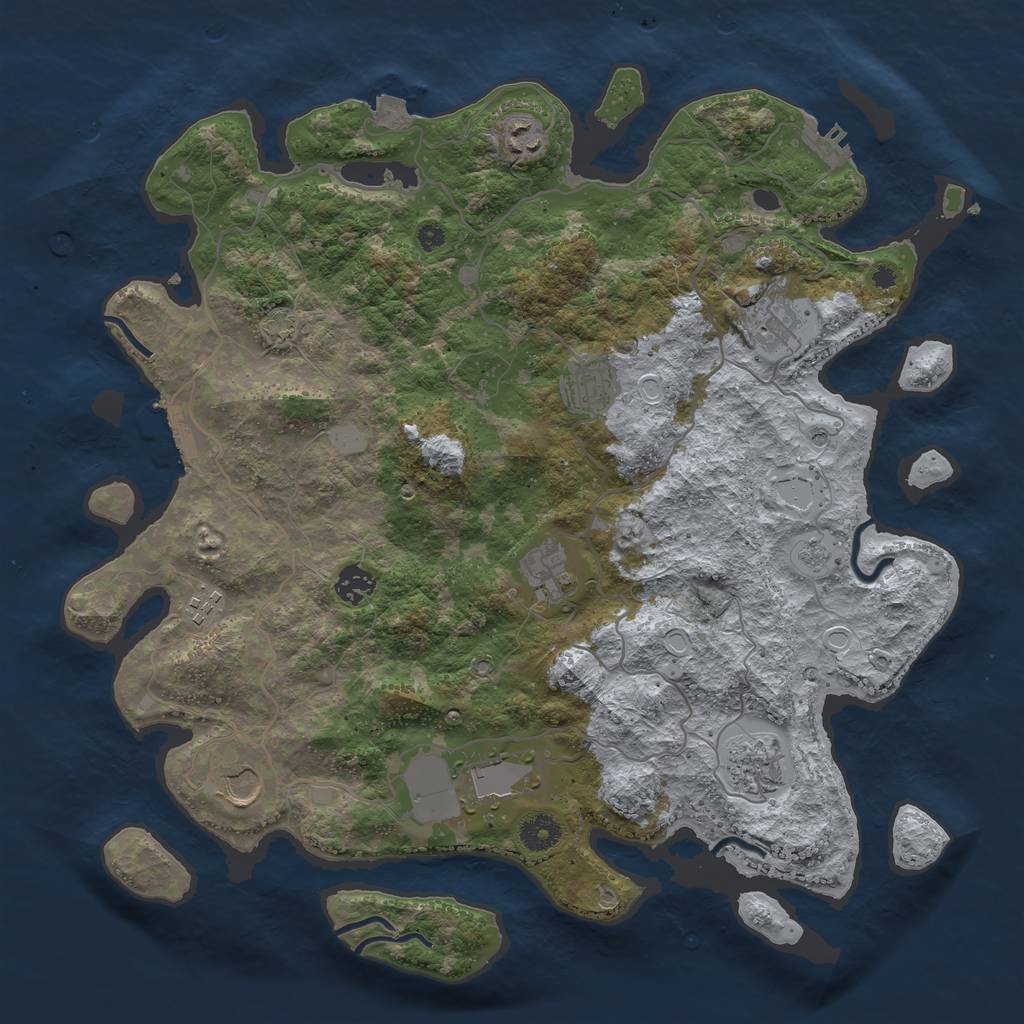 Rust Map: Procedural Map, Size: 4000, Seed: 607073255, 17 Monuments
