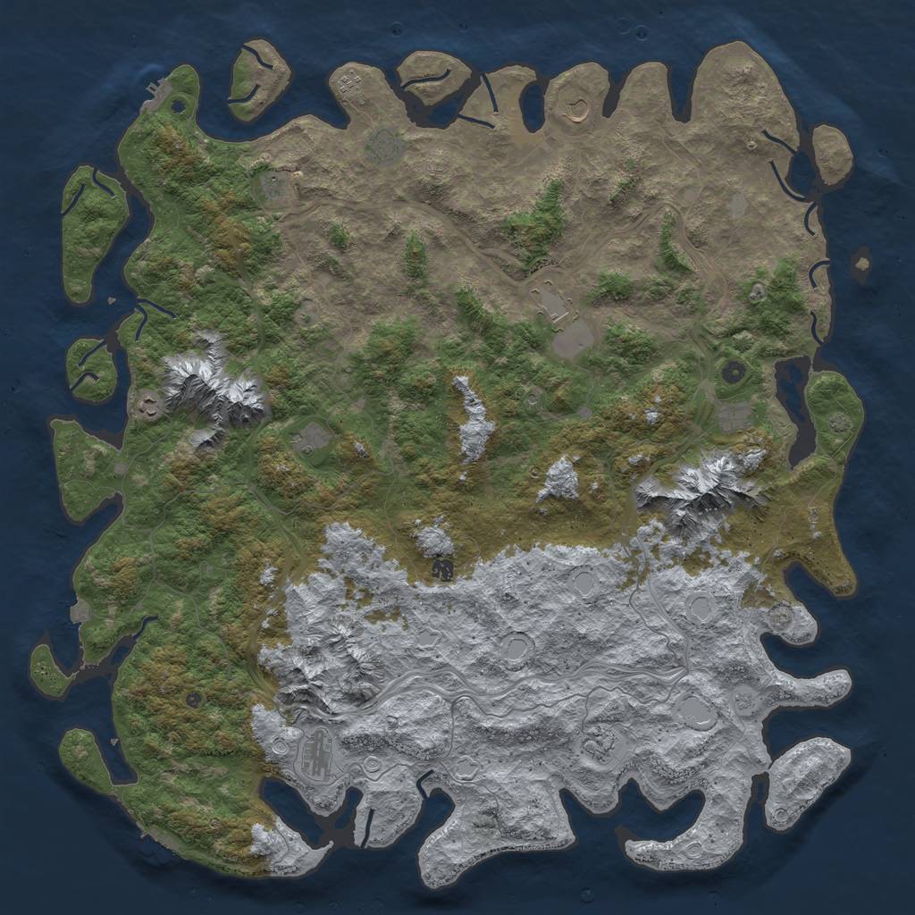 Rust Map: Procedural Map, Size: 6000, Seed: 1531667426, 19 Monuments